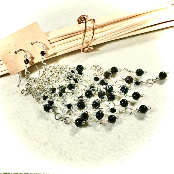 Artisan Lacey Chandelier Earrings in Black/Silver - Picture 2 of 6